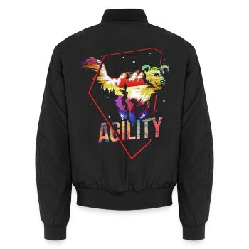 Dynamischer Agility Hundesportler - Unisex Bomberjacke - Schwarz - Hinten - AI Model Male 185 light (185cm)