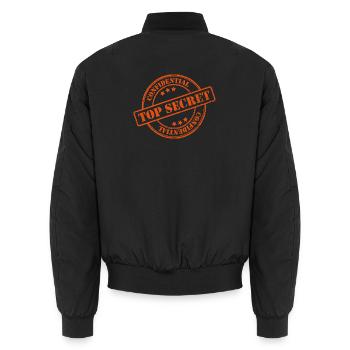 Streng geheim - Unisex Bomberjacke - Schwarz - Hinten - AI Model Male 185 light (185cm)