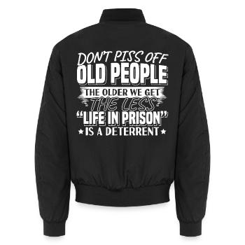 Old People Grandpa Funny Grandfather Gift - Unisex Bomberjacke - Schwarz - Hinten - AI Model Male 185 light (185cm)