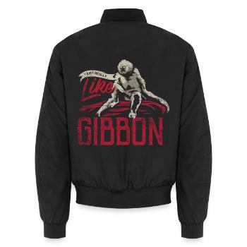 Wendiger Gibbon Dschungelbewohner - Unisex Bomberjacke - Schwarz - Hinten - AI Model Male 185 light (185cm)