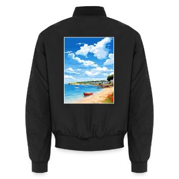 St Mawes Michaels Mount Cornwall Reiseposter - Unisex Bomberjacke - Schwarz - Hinten - AI Model Male 185 light (185cm)