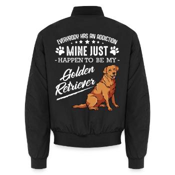 Mine Just Be My Golden Retriever - Unisex Bomber Jacket - black - Back - AI Model Male 185 light (185cm)