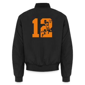 NUMBER 12 BASKETBALL 12TH BIRTHDAY - Unisex Bomber Jacket - black - Back - AI Model Male 185 light (185cm)