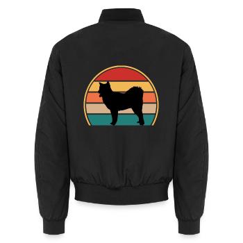 Kanadischer Eskimo Hund Liebe Silhouette Vintage Sonnenuntergang - Unisex Bomberjacke - Schwarz - Hinten - AI Model Male 185 light (185cm)
