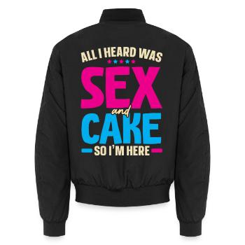 Alles was ich hörte war Sex und Pflege also bin ic - Unisex Bomberjacke - Schwarz - Hinten - AI Model Male 185 light (185cm)