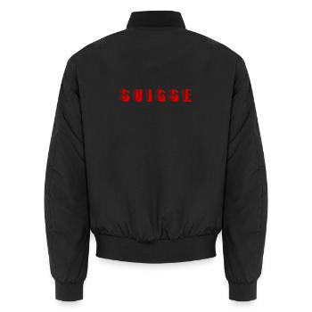 SWITZERLAND. COUNTRY - Unisex Bomber Jacket - black - Back - AI Model Male 185 light (185cm)
