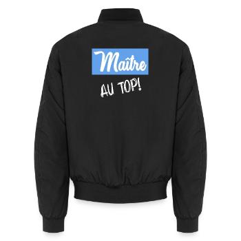 MEISTER. MEISTER. VIELEN DANK. DANKE, MEISTER - Unisex Bomberjacke - Schwarz - Hinten - AI Model Male 185 light (185cm)
