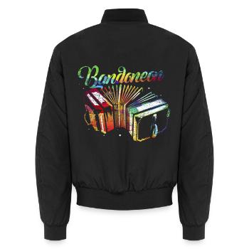 Kraftvoller Bandoneon Tangoklang - Unisex Bomberjacke - Schwarz - Hinten - AI Model Male 185 light (185cm)