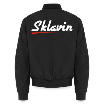 Sklavin mit roter Akzentlinie - Unisex Bomberjacke - Schwarz - Hinten - AI Model Male 185 light (185cm)