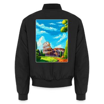 Rom Italien Vintage Reiseplakat Souvenir Souvenir - Unisex Bomberjacke - Schwarz - Hinten - AI Model Male 185 light (185cm)