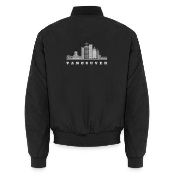 Vancouver Skyline Canada - Unisex Bomber Jacket - black - Back - AI Model Male 185 light (185cm)