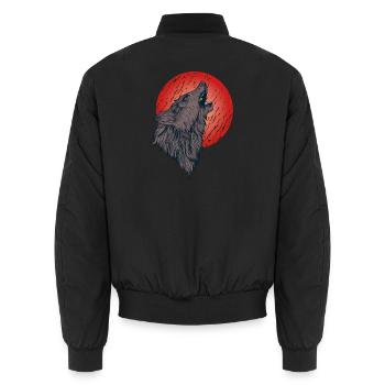 Howling wolf, full moon - Unisex Bomber Jacket - black - Back - AI Model Male 185 light (185cm)