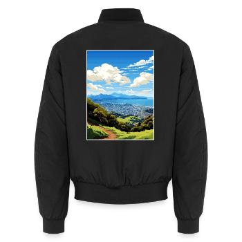 Mount Victoria Neuseeland Vintage Reiseposter - Unisex Bomberjacke - Schwarz - Hinten - AI Model Male 185 light (185cm)