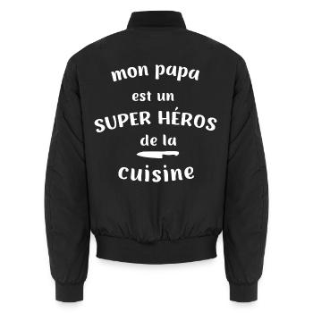 Mein Vater ist ein Superheld der Küche - Unisex Bomberjacke - Schwarz - Hinten - AI Model Male 185 light (185cm)