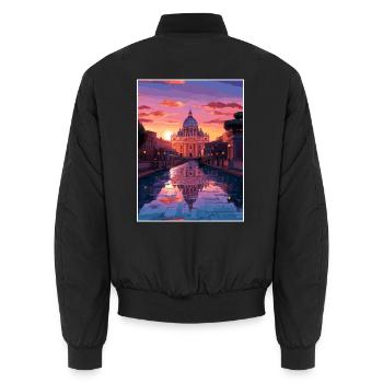 St. Peter S Basilika Italien Vintage Reiseposter - Unisex Bomberjacke - Schwarz - Hinten - AI Model Male 185 light (185cm)