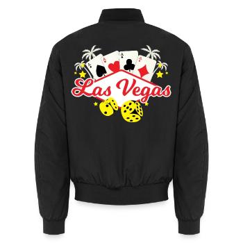 Las Vegas Würfeln Palmen - Unisex Bomberjacke - Schwarz - Hinten - AI Model Male 185 light (185cm)