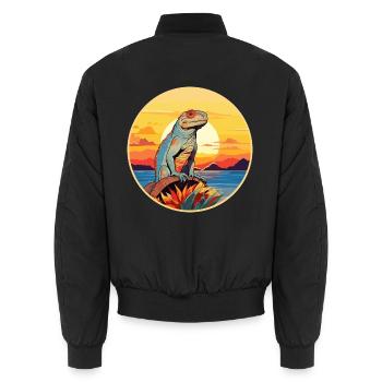 Leguan Buntes Aquarell Cartoon Kawaii Tier - Unisex Bomberjacke - Schwarz - Hinten - AI Model Male 185 light (185cm)