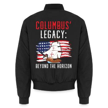 Kolumbus' Vermächtnis: Jenseits des Horizonts Kolu - Unisex Bomberjacke - Schwarz - Hinten - AI Model Male 185 light (185cm)