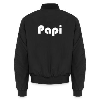 FÊTE DES PÈRES. BONNE FÊTE PAPA. PAPA. BONNE FÊTE. - Bomber unisexe - noir - Dos - AI Model Male 185 light (185cm)