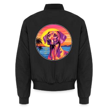 Andalusischer Jagdhund Rasse Bunte Karikatur Wasserc - Unisex Bomberjacke - Schwarz - Hinten - AI Model Male 185 light (185cm)