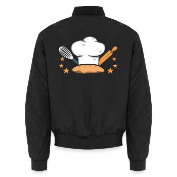 Bäcker - Unisex Bomberjacke - Schwarz - Hinten - AI Model Male 185 light (185cm)