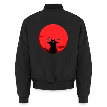 Schwarze Katze Vampir - Unisex Bomberjacke - Schwarz - Hinten - AI Model Male 185 light (185cm)