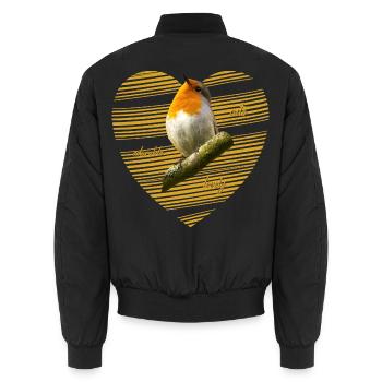 Rotkehlchen robin Erithacus rubecula - Unisex Bomberjacke - Schwarz - Hinten - AI Model Male 185 light (185cm)