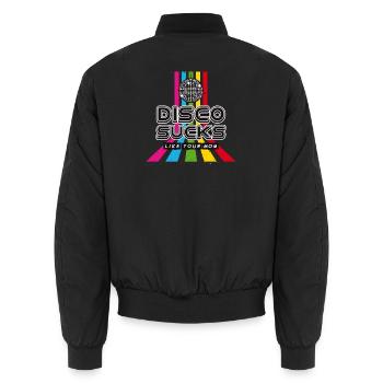 Disco sucks - like your mom - Unisex Bomberjacke - Schwarz - Hinten - AI Model Male 185 light (185cm)