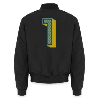 1. 1 JAHR. 1. JAHRESTAG. 1 JAHR GEBURTSTAG - Unisex Bomberjacke - Schwarz - Hinten - AI Model Male 185 light (185cm)