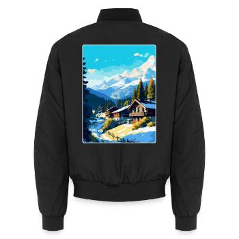 Megève France Affiche de voyage vintage WPA Souvenir - Bomber unisexe - noir - Dos - AI Model Male 185 light (185cm)