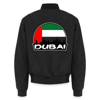 Dubai Vereinigte Arabische Emirate Flagge Skyline Silhouette Reisen - Unisex Bomberjacke - Schwarz - Hinten - AI Model Male 185 light (185cm)