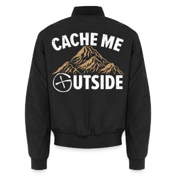 Cache Me Outside Kartenlesen Geocaching Geocache G - Unisex Bomberjacke - Schwarz - Hinten - AI Model Male 185 light (185cm)
