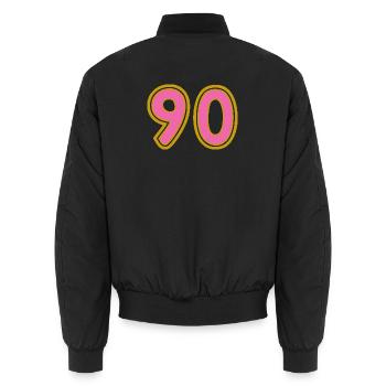 90. 90 JAHRE. 90-JÄHRIGES JUBILÄUM. 90-JÄHRIGES JUBILÄUM. - Unisex Bomberjacke - Schwarz - Hinten - AI Model Male 185 light (185cm)