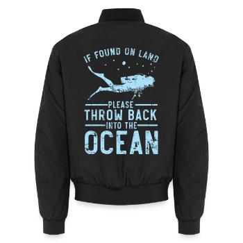 Wenn Sie an Land gefunden werden, werfen Sie es bi - Unisex Bomberjacke - Schwarz - Hinten - AI Model Male 185 light (185cm)