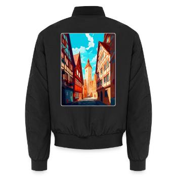Hildesheim Deutschland Vintage Reiseplakat Souvenir - Unisex Bomberjacke - Schwarz - Hinten - AI Model Male 185 light (185cm)