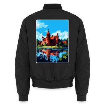 Malbork Castle Poland Vintage Travel Poster WPA - Unisex Bomber Jacket - black - Back - AI Model Male 185 light (185cm)