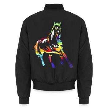 Elegantes Holsteiner Springpferd - Unisex Bomberjacke - Schwarz - Hinten - AI Model Male 185 light (185cm)
