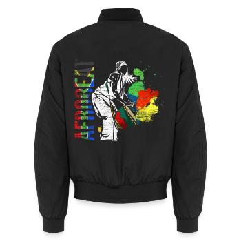 Leidenschaftlicher Afrobeat Rhythmus - Unisex Bomberjacke - Schwarz - Hinten - AI Model Male 185 light (185cm)