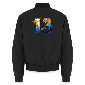 NO. 13 NUMBER 13 COOL 13TH BIRTHDAY - Unisex Bomber Jacket - black - Back - AI Model Male 185 light (185cm)