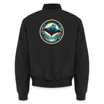 Ray Fish - Unisex Bomber Jacket - black - Back - AI Model Male 185 light (185cm)