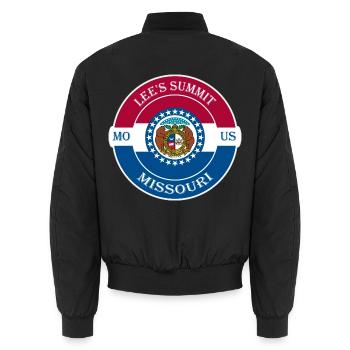 LeeS Summit Missouri Flagge USA Souvenir Abzeichen - Unisex Bomberjacke - Schwarz - Hinten - AI Model Male 185 light (185cm)