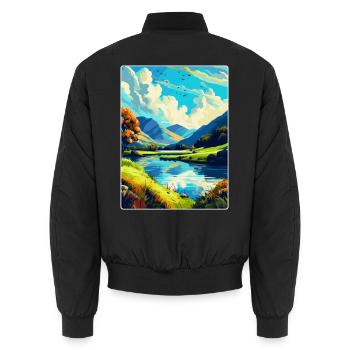 Lake District England Uk Vintage Travel Poster WPA - Unisex Bomber Jacket - black - Back - AI Model Male 185 light (185cm)