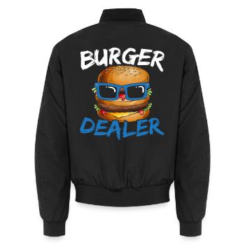 Burger Händler Hamburger Esser Essensliebhaber Foo - Unisex Bomberjacke - Schwarz - Hinten - AI Model Male 185 light (185cm)