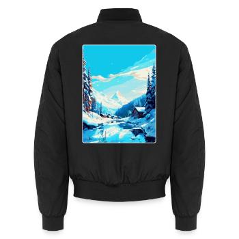 Val D Isere Frankreich Vintage Reiseplakat Souvenir - Unisex Bomberjacke - Schwarz - Hinten - AI Model Male 185 light (185cm)