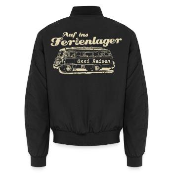 Ello DDR Oldtimer Bus - Unisex Bomberjacke - Schwarz - Hinten - AI Model Male 185 light (185cm)