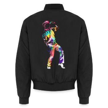 Schwungvoller Linientanz Countryabend - Unisex Bomberjacke - Schwarz - Hinten - AI Model Male 185 light (185cm)