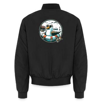 Mouette dans une bouée de sauvetage - Bomber unisexe - noir - Dos - AI Model Male 185 light (185cm)