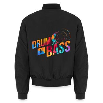 Wummernder Subbass Dschungelbeat - Unisex Bomberjacke - Schwarz - Hinten - AI Model Male 185 light (185cm)