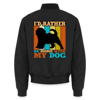 Cockapoo Hundeliebhaber Silhouette Vintage Sonnenuntergang - Unisex Bomberjacke - Schwarz - Hinten - AI Model Male 185 light (185cm)
