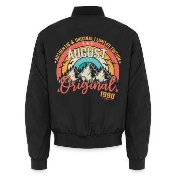 August 1990 August Geburtstag 1990 August - Unisex Bomberjacke - Schwarz - Hinten - AI Model Male 185 light (185cm)
